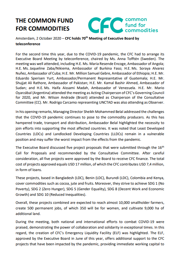Press Release EB 70