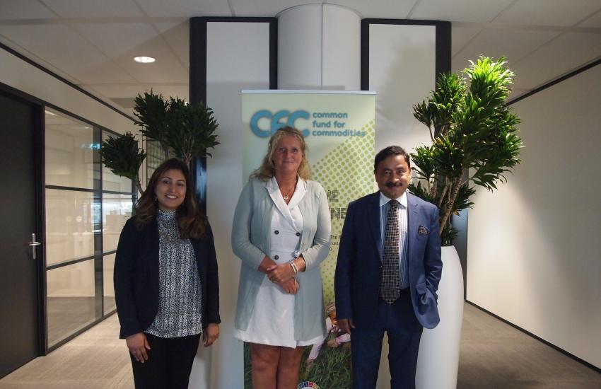 From right:  Amb. Sheikh Mohammed Belal, Managing Director of the CFC, is seen with Ms. Mathilde Miedema (center) and Ms. Sayeda N. Nahar (left).