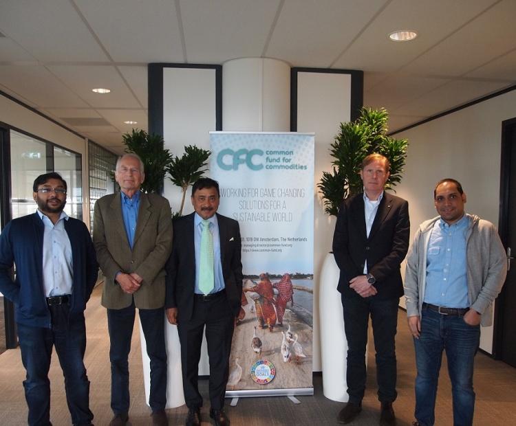 The representatives of Light Castle Partners, Ambassador Gerben de Jong are seen with Amb. Sheikh Mohammed Belal, Managing Director and Mr. Andrey Kuleshov, Strategy and Development Adviser of CFC