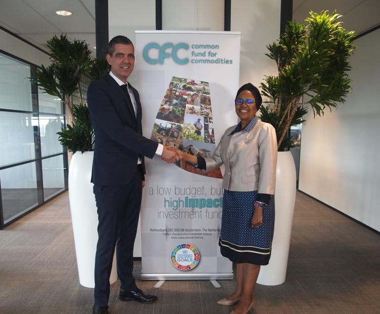 Mr. Nicolaus Cromme is seen with Ambassador Ms Mmasekgoa Masire-Mwamba