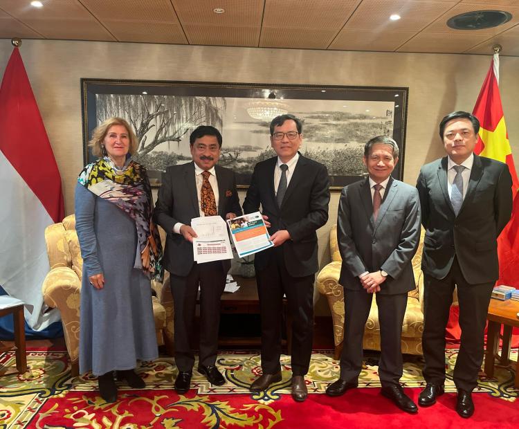 Ambassador Belal is seen with Ambassador Blaak, Ambassador Tan, Ambassador Malaya and Mr. Yuan